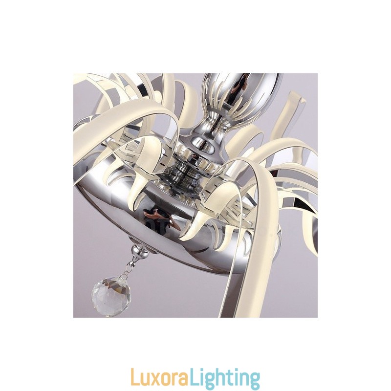 Designer Touch Decorative Dimmable Modern Contemporary 6 Light Steel Chandelier with Acrylic Shade