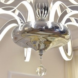 Designer Touch Decorative Dimmable Modern Contemporary 6 Light Steel Chandelier with Acrylic Shade