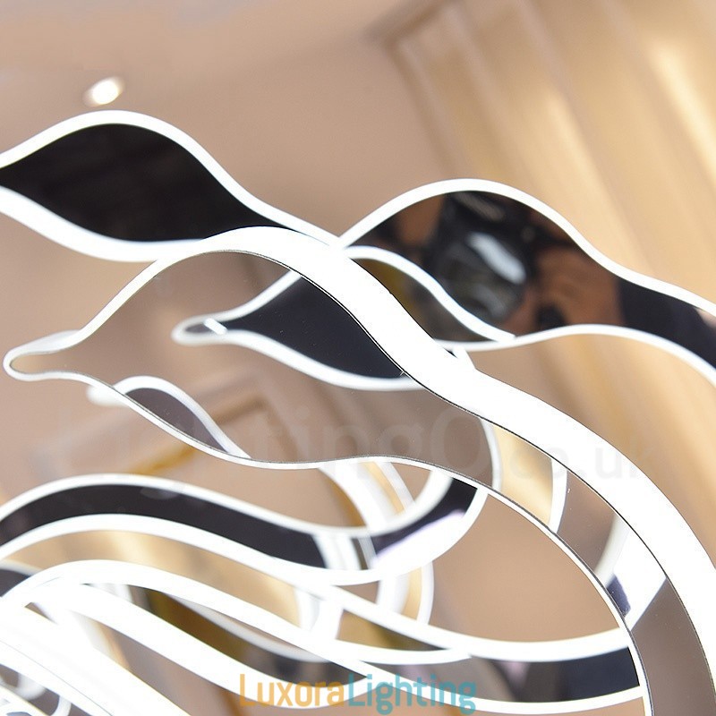 Designer Touch Decorative Dimmable Modern Contemporary 6 Light Steel Chandelier with Acrylic Shade