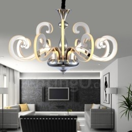 Designer Touch Decorative Dimmable Modern Contemporary 12 Light Steel Chandelier with Acrylic Shade