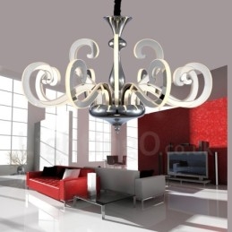 Designer Touch Decorative Dimmable Modern Contemporary 12 Light Steel Chandelier with Acrylic Shade