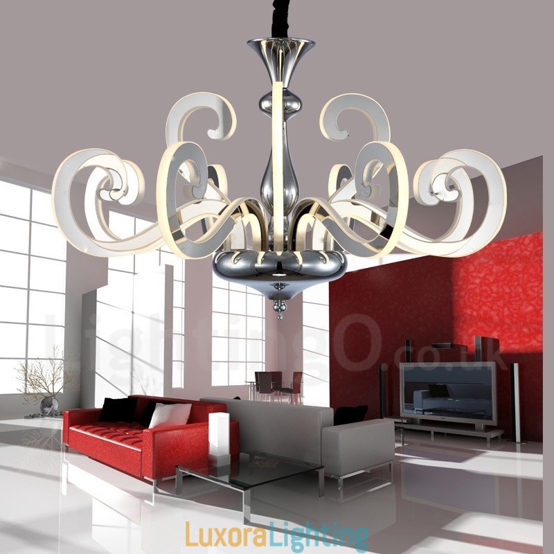 Designer Touch Decorative Dimmable Modern Contemporary 12 Light Steel Chandelier with Acrylic Shade