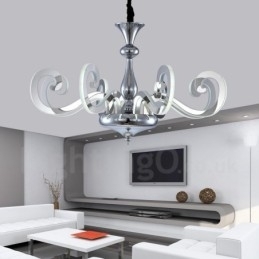 Designer Touch Decorative Dimmable Modern Contemporary 8 Light Steel Chandelier with Acrylic Shade