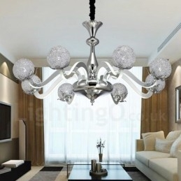Designer Touch Decorative Dimmable Modern Contemporary 8 Light Steel Chandelier with Aluminum Alloy Shade