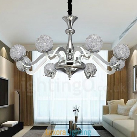 Designer Touch Decorative Dimmable Modern Contemporary 8 Light Steel Chandelier with Aluminum Alloy Shade
