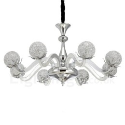 Designer Touch Decorative Dimmable Modern Contemporary 8 Light Steel Chandelier with Aluminum Alloy Shade