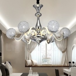 Designer Touch Decorative Dimmable Modern Contemporary 6 Light Steel Chandelier with Aluminum Alloy Shade