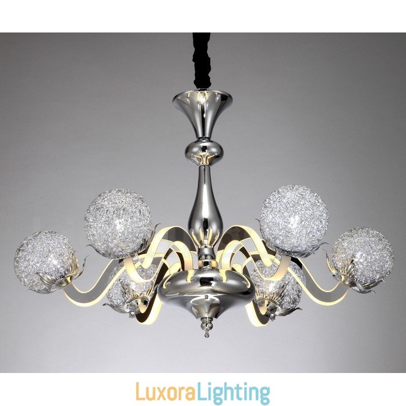 Designer Touch Decorative Dimmable Modern Contemporary 6 Light Steel Chandelier with Aluminum Alloy Shade