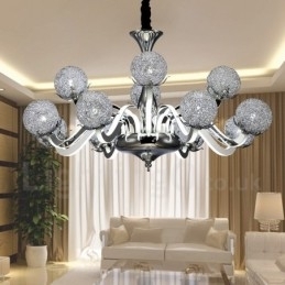 Designer Touch Decorative Dimmable Modern Contemporary 12 Light Steel Chandelier with Aluminum Alloy Shade