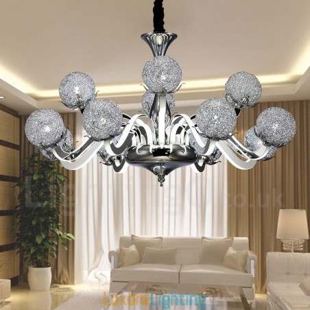 Designer Touch Decorative Dimmable Modern Contemporary 12 Light Steel Chandelier with Aluminum Alloy Shade