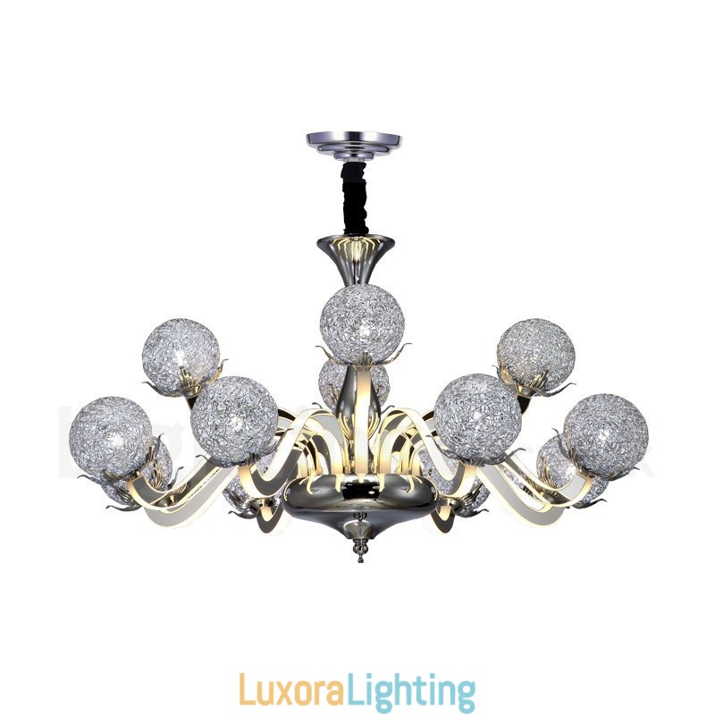 Designer Touch Decorative Dimmable Modern Contemporary 12 Light Steel Chandelier with Aluminum Alloy Shade