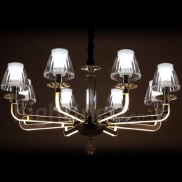 Designer Touch Decorative Dimmable Modern Contemporary 8 Light Crystal Chandelier with Glass Shade