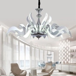 Designer Touch Decorative Dimmable Modern Contemporary 15 Light Steel Chandelier with Acrylic Shade