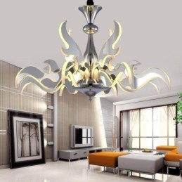 Designer Touch Decorative Dimmable Modern Contemporary 12 Light Steel Chandelier with Acrylic Shade