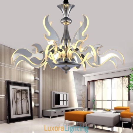 Designer Touch Decorative Dimmable Modern Contemporary 12 Light Steel Chandelier with Acrylic Shade