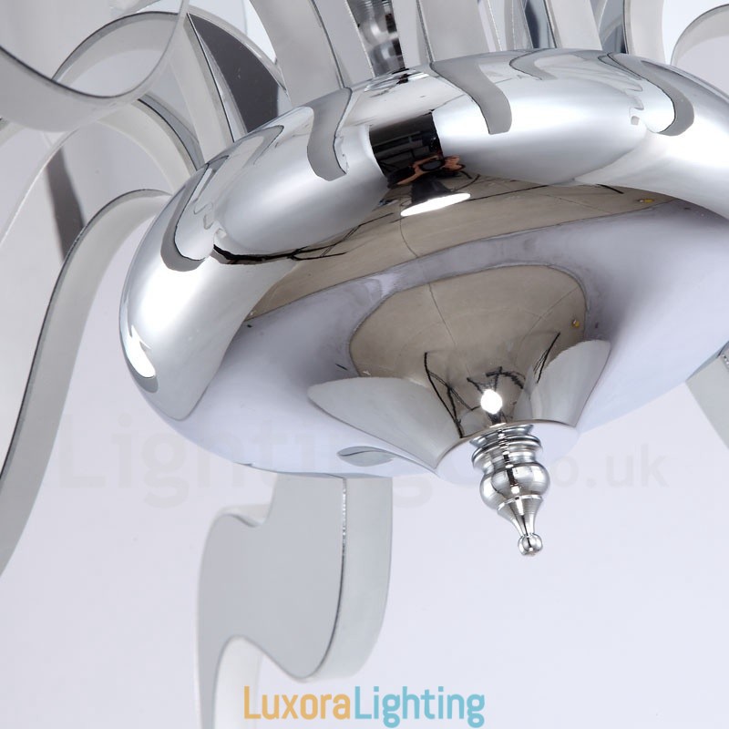 Designer Touch Decorative Dimmable Modern Contemporary 12 Light Steel Chandelier with Acrylic Shade