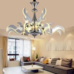 Designer Touch Decorative Dimmable Modern Contemporary 12 Light Steel Chandelier with Acrylic Shade