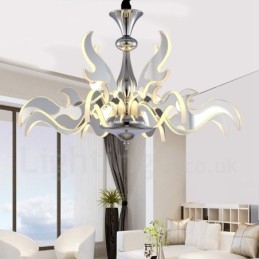 Designer Touch Decorative Dimmable Modern Contemporary 12 Light Steel Chandelier with Acrylic Shade