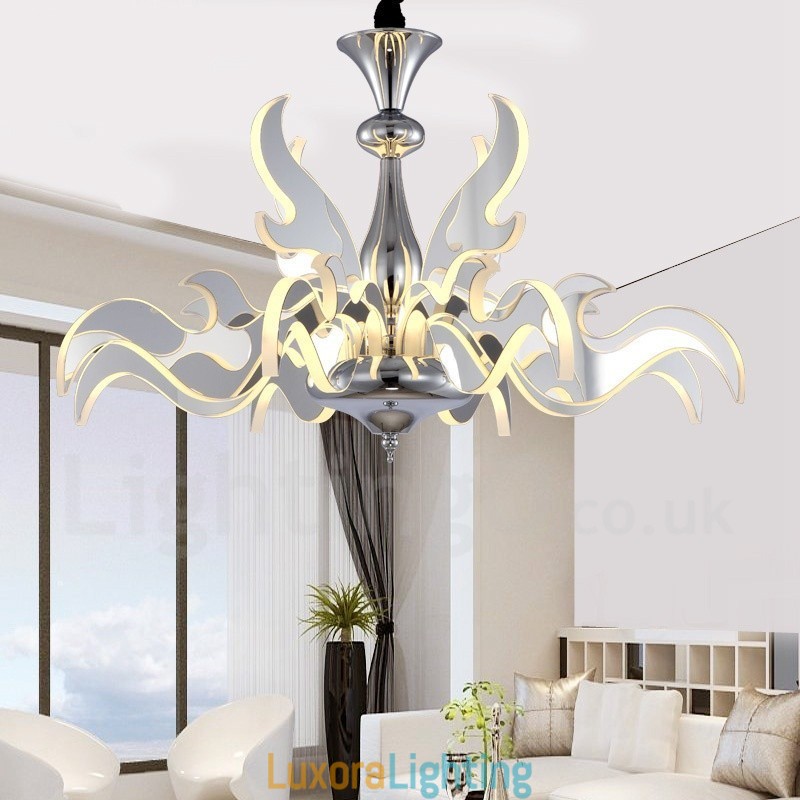 Designer Touch Decorative Dimmable Modern Contemporary 12 Light Steel Chandelier with Acrylic Shade