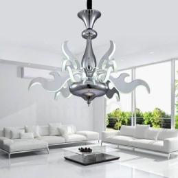 Designer Touch Decorative Dimmable Modern Contemporary 9 Light Steel Chandelier with Acrylic Shade