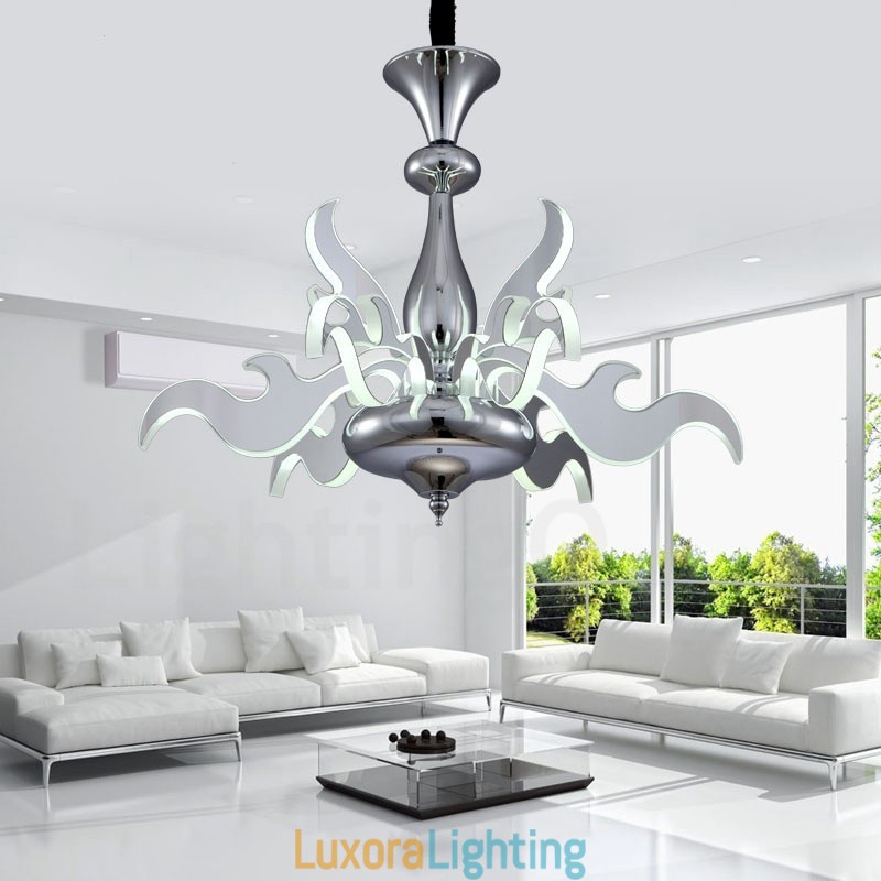 Designer Touch Decorative Dimmable Modern Contemporary 9 Light Steel Chandelier with Acrylic Shade