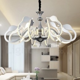 Designer Touch Decorative Dimmable Modern Contemporary 12 Light Steel Chandelier with Acrylic Shade