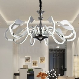 Designer Touch Decorative Dimmable Modern Contemporary 10 Light Steel Chandelier with Acrylic Shade
