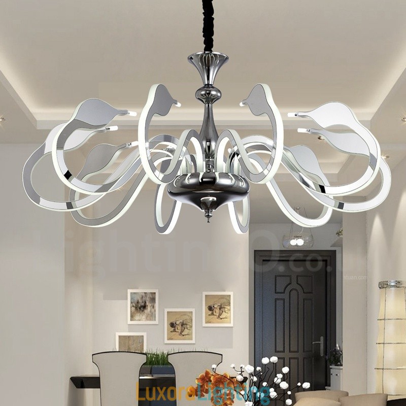 Designer Touch Decorative Dimmable Modern Contemporary 10 Light Steel Chandelier with Acrylic Shade