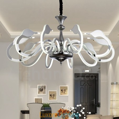 Designer Touch Decorative Dimmable Modern Contemporary 10 Light Steel Chandelier with Acrylic Shade