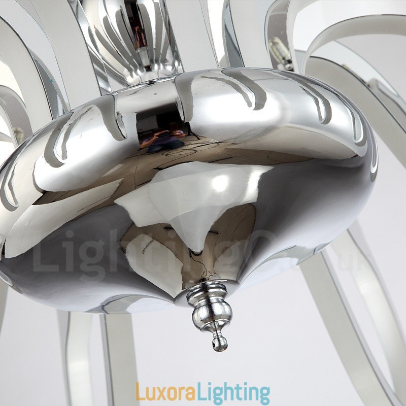 Designer Touch Decorative Dimmable Modern Contemporary 8 Light Steel Chandelier with Acrylic Shade