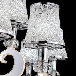 Designer Touch Decorative Dimmable Modern Contemporary 15 Light Steel Chandelier with Glass Shade