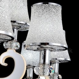 Designer Touch Decorative Dimmable Modern Contemporary 8 Light Steel Chandelier with Glass Shade