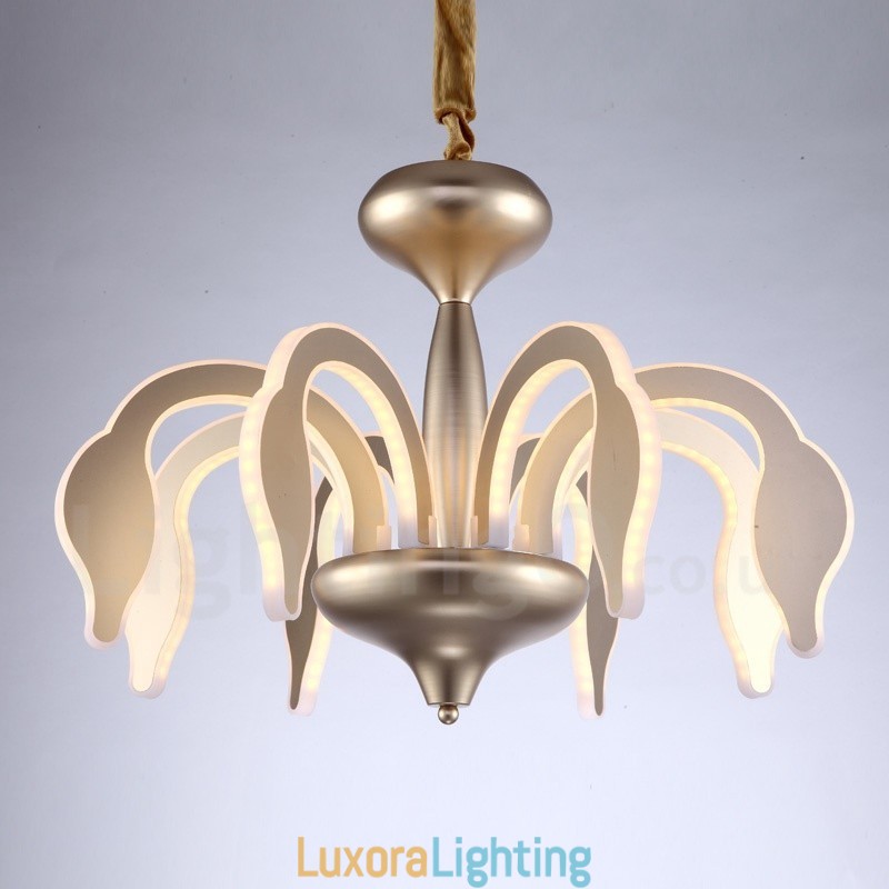 Designer Touch Decorative Dimmable Modern Contemporary 8 Light Steel Chandelier with Acrylic Shade