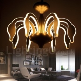 Designer Touch Decorative Dimmable Modern Contemporary 8 Light Steel Chandelier with Acrylic Shade