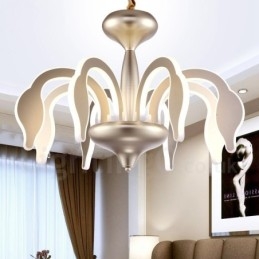 Designer Touch Decorative Dimmable Modern Contemporary 8 Light Steel Chandelier with Acrylic Shade