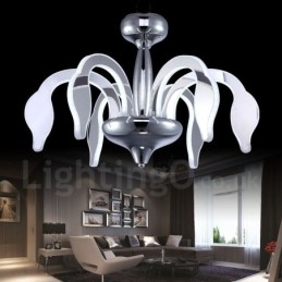 Designer Touch Decorative Dimmable Modern Contemporary 6 Light Steel Chandelier with Acrylic Shade