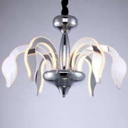 Designer Touch Decorative Dimmable Modern Contemporary 6 Light Steel Chandelier with Acrylic Shade