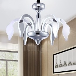 Designer Touch Decorative Dimmable Modern Contemporary 6 Light Steel Chandelier with Acrylic Shade