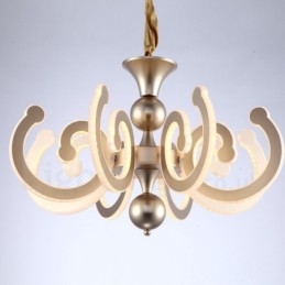 Designer Touch Decorative Dimmable Modern Contemporary 6 Light Steel Chandelier with Acrylic Shade