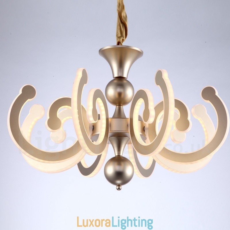 Designer Touch Decorative Dimmable Modern Contemporary 6 Light Steel Chandelier with Acrylic Shade