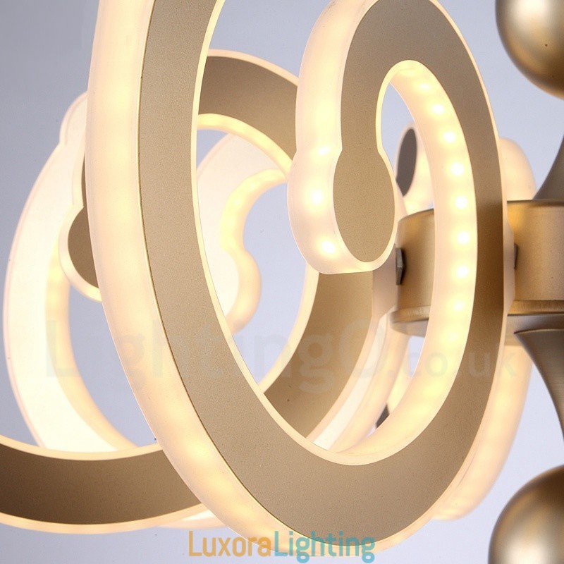 Designer Touch Decorative Dimmable Modern Contemporary 6 Light Steel Chandelier with Acrylic Shade