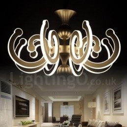 Designer Touch Decorative Dimmable Modern Contemporary 8 Light Steel Chandelier with Acrylic Shade