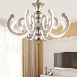 Designer Touch Decorative Dimmable Modern Contemporary 8 Light Steel Chandelier with Acrylic Shade