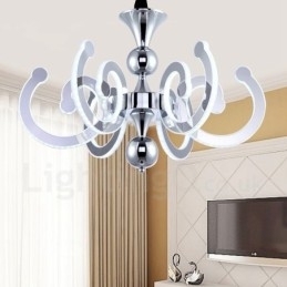Designer Touch Decorative Dimmable Modern Contemporary 8 Light Steel Chandelier with Acrylic Shade