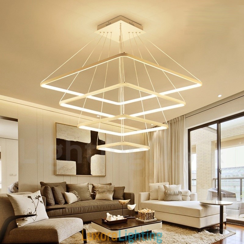Designer Touch Decorative Modern Contemporary 4 Light Aluminum Alloy Pendant Light with Acrylic Shade