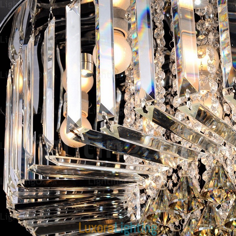 Designer Touch Decorative 6 Light Modern Contemporary Ceiling Lights with Crystal Shade