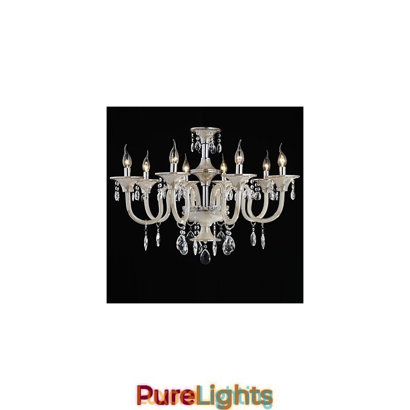 Designer Touch Decorative 8 Light The style of palace Glass Chandelier With Candle Bulb
