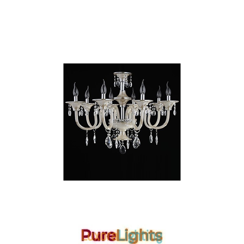 Designer Touch Decorative 8 Light The style of palace Glass Chandelier With Candle Bulb