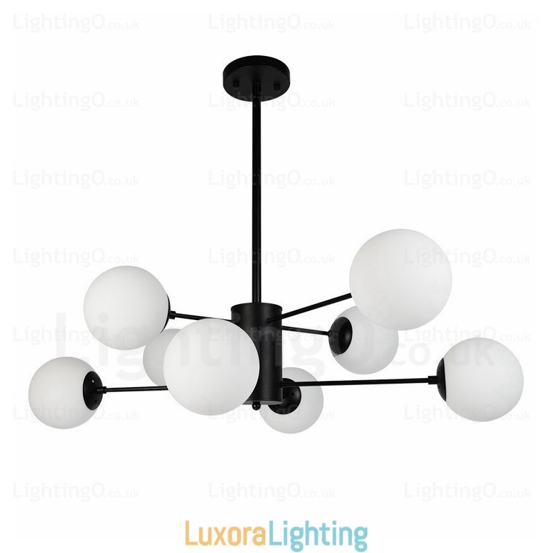Designer Touch Decorative 8 Light Modern Contemporary Chandelier with Glass Shade