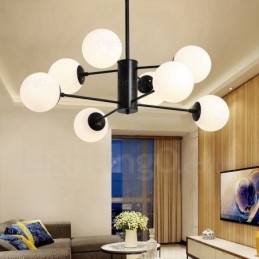 Designer Touch Decorative 8 Light Modern Contemporary Chandelier with Glass Shade